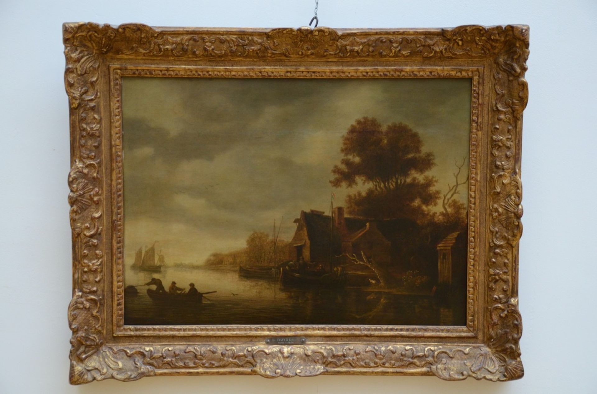 Anonymous (17th - 18th century): painting (o/p) 'river landscape' (50x69cm) (*) - Image 2 of 5