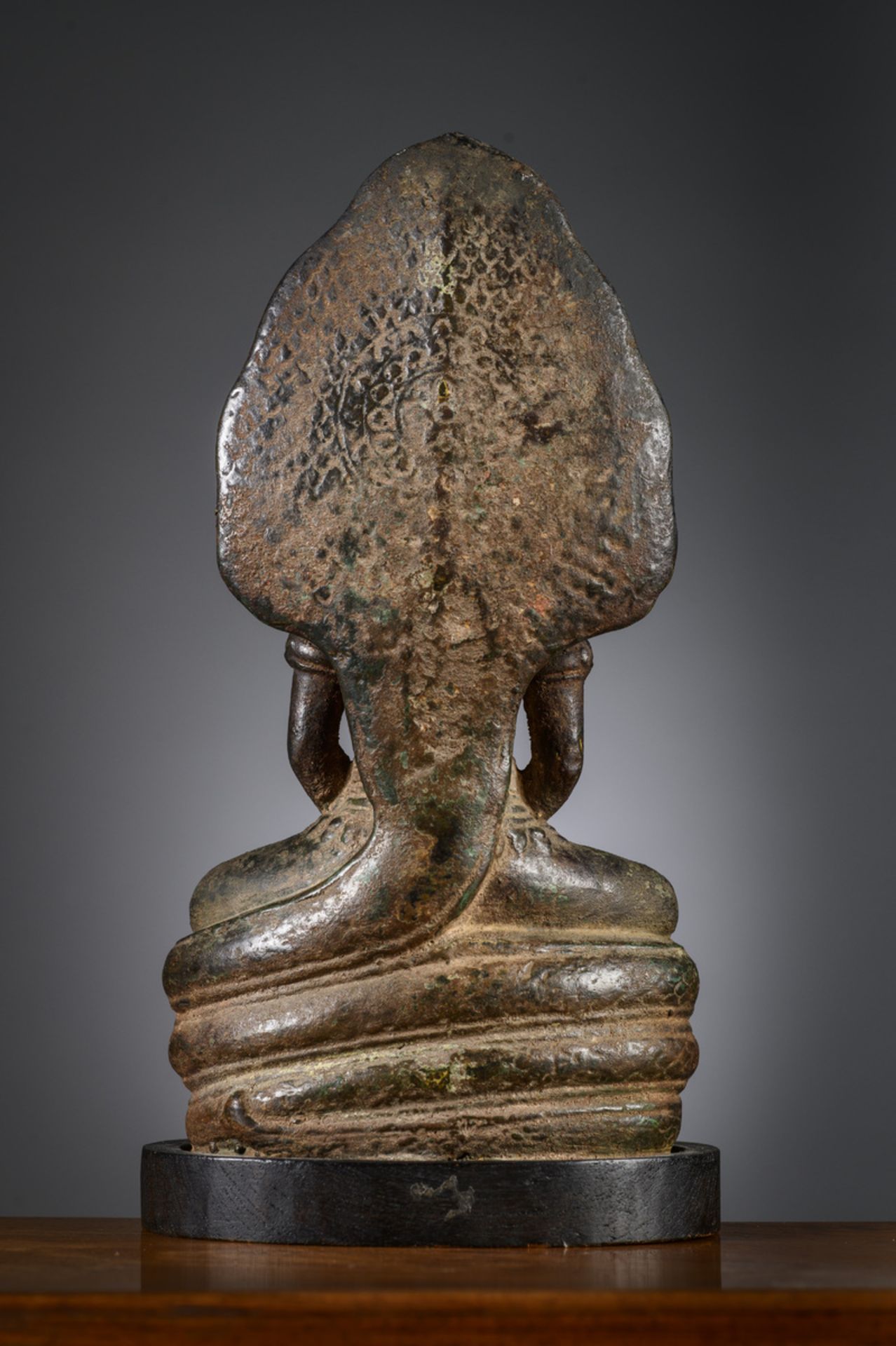 Statue in bronze 'Buddha with Naga', Cambodia (h24cm) - Image 3 of 5
