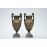 A pair of neo-classical vases in pewter (h46cm)