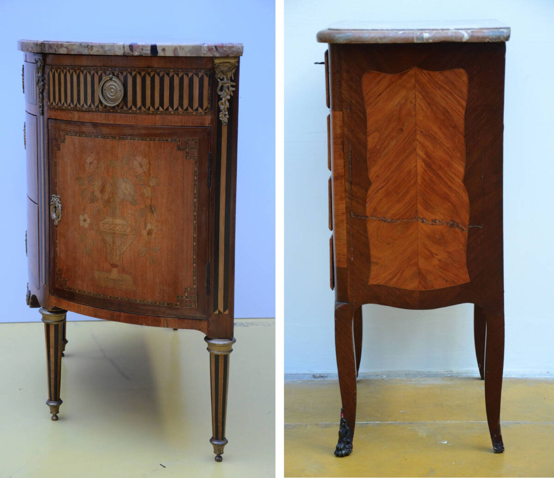 Louis XVI style half-moon cabinet (87x110x47cm) (*) - Bild 2 aus 6