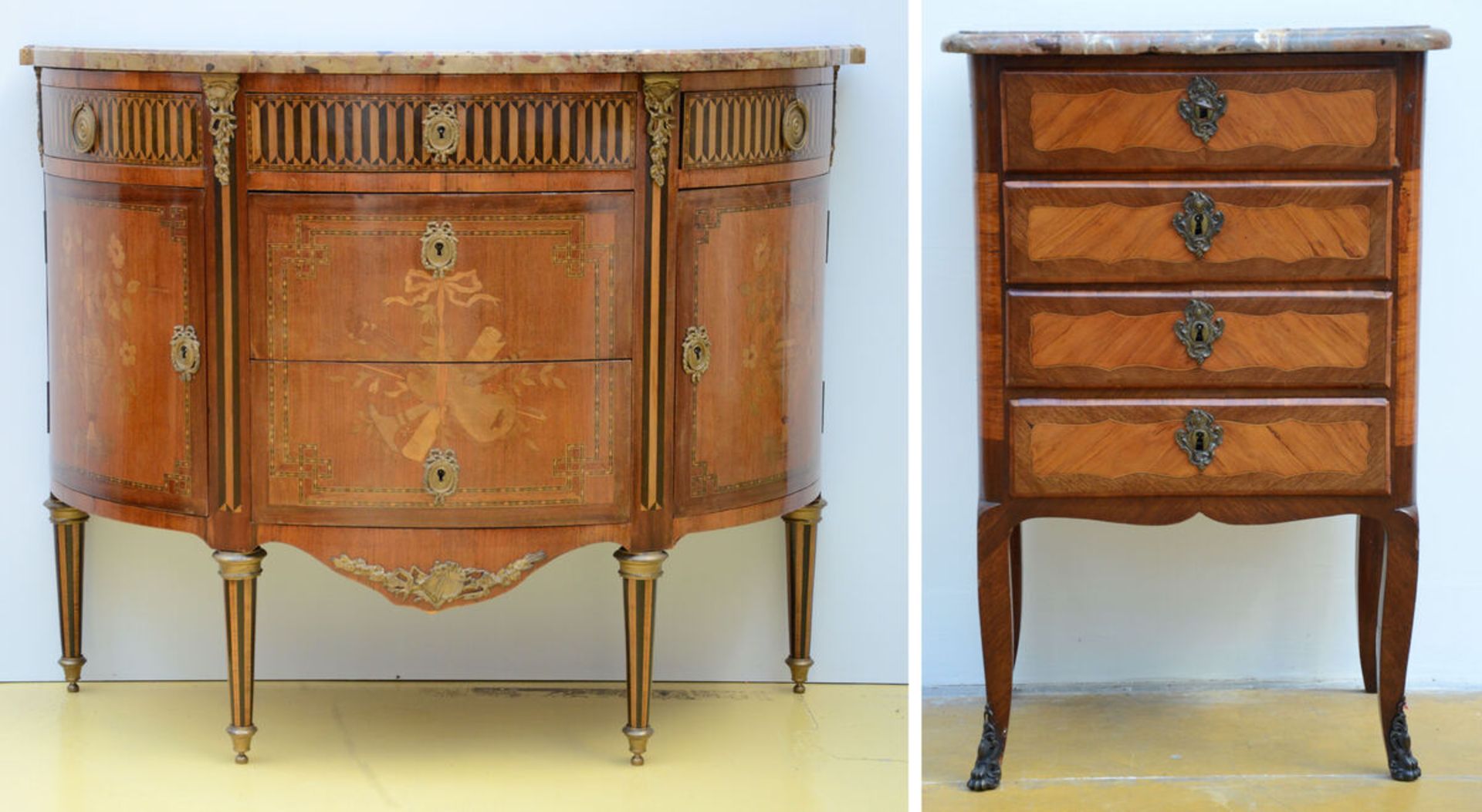 Louis XVI style half-moon cabinet (87x110x47cm) (*)