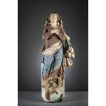 'Madonna on crescent moon' in polychrome wood, 17th century (h111cm)