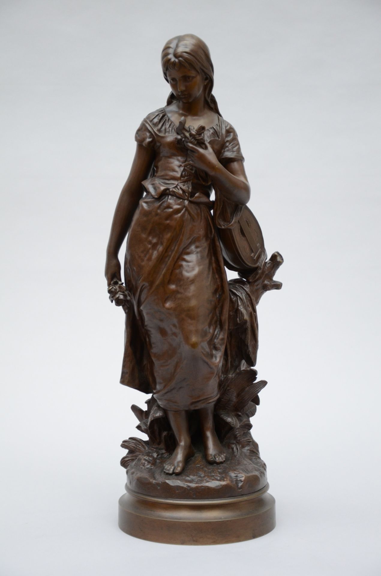 Moreau Mathurin: a bronze statue 'Musician' (h65cm)