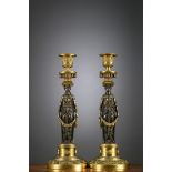 A pair of bronze Empire candlesticks 'Caryatids' (h33cm)