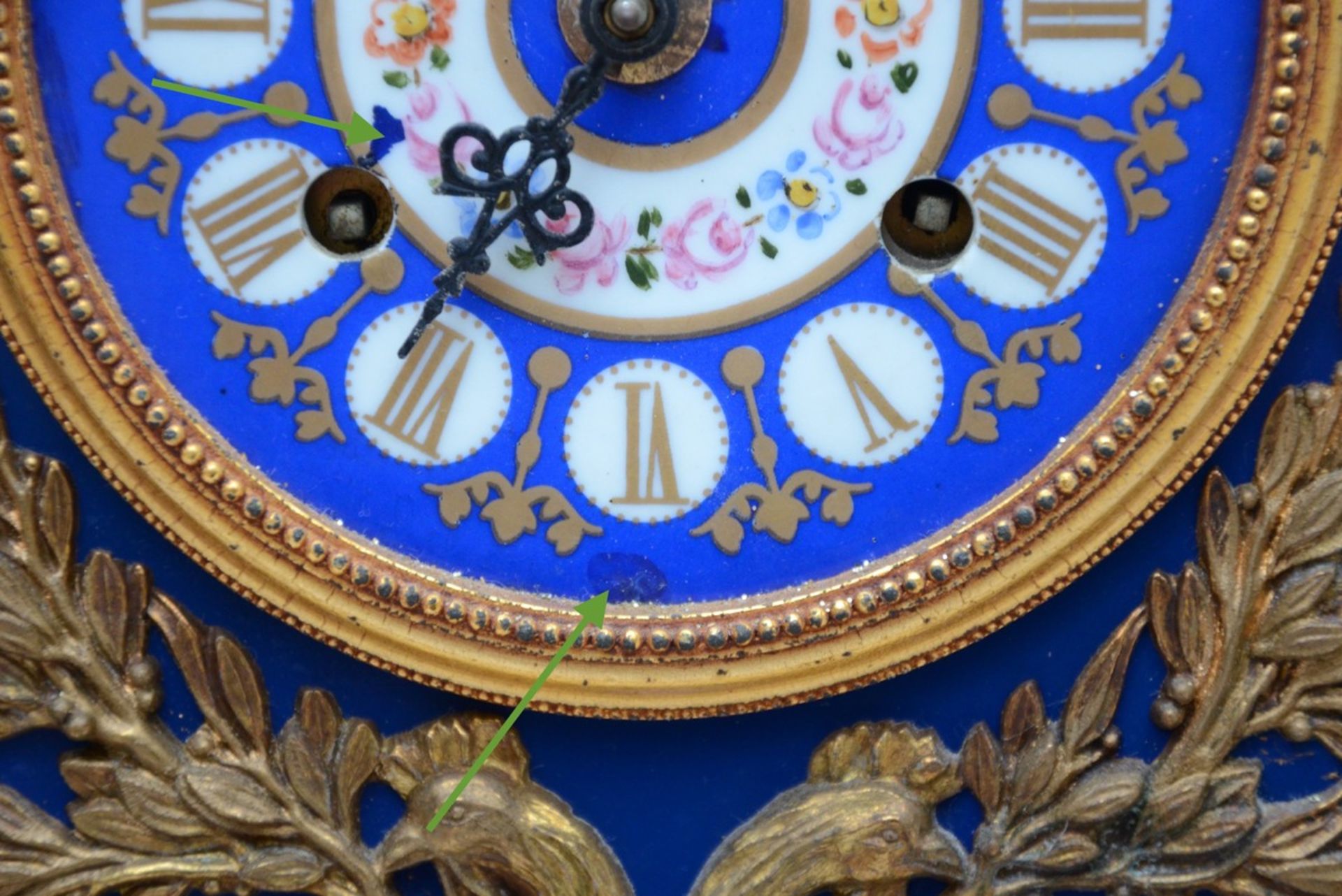 Louis XVI style clock with porcelain plaques (57x30x21cm) (*) - Image 3 of 3