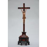 Crucifix of hanging Christ in wood (h93cm)