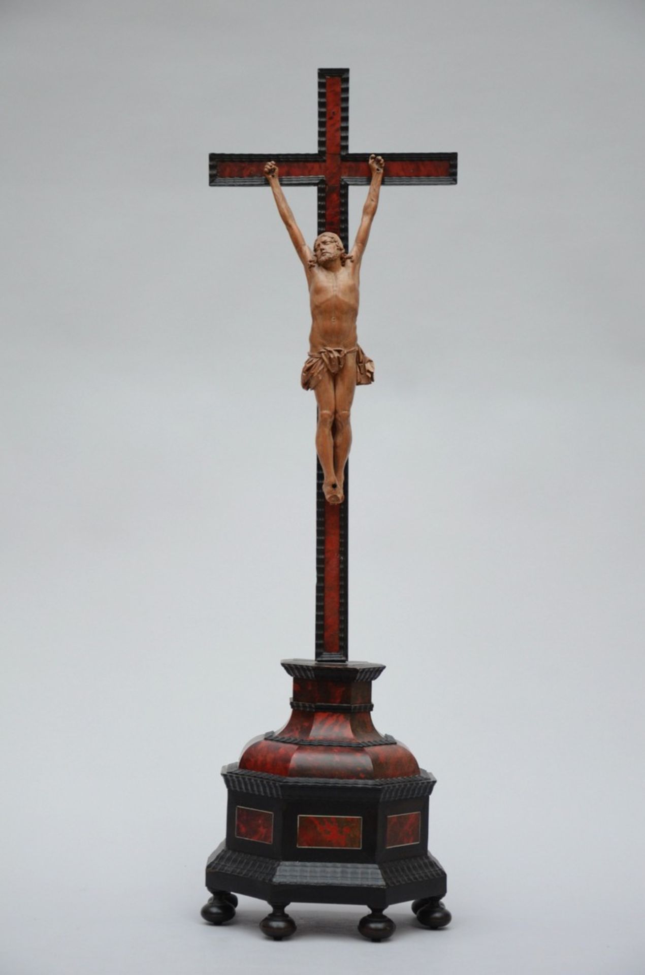 Crucifix of hanging Christ in wood (h93cm)