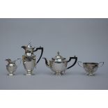 Four piece coffee set in silver, Thomas Bradbury & Sons (from 9 to 25cm)