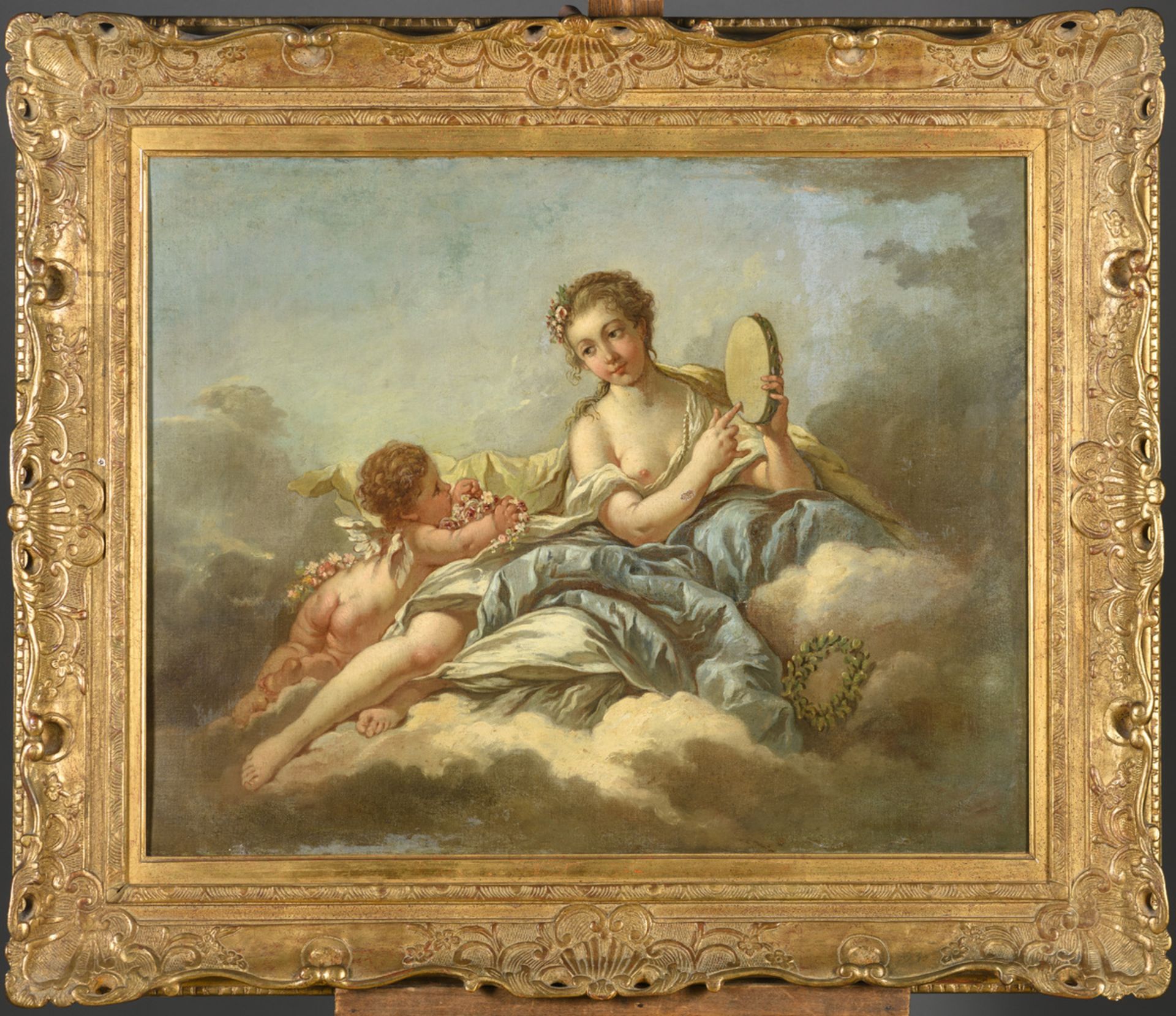 Anonymous (18th century): painting (o/c) 'Romantic scene with putto' (68x80cm) (*) - Image 2 of 5