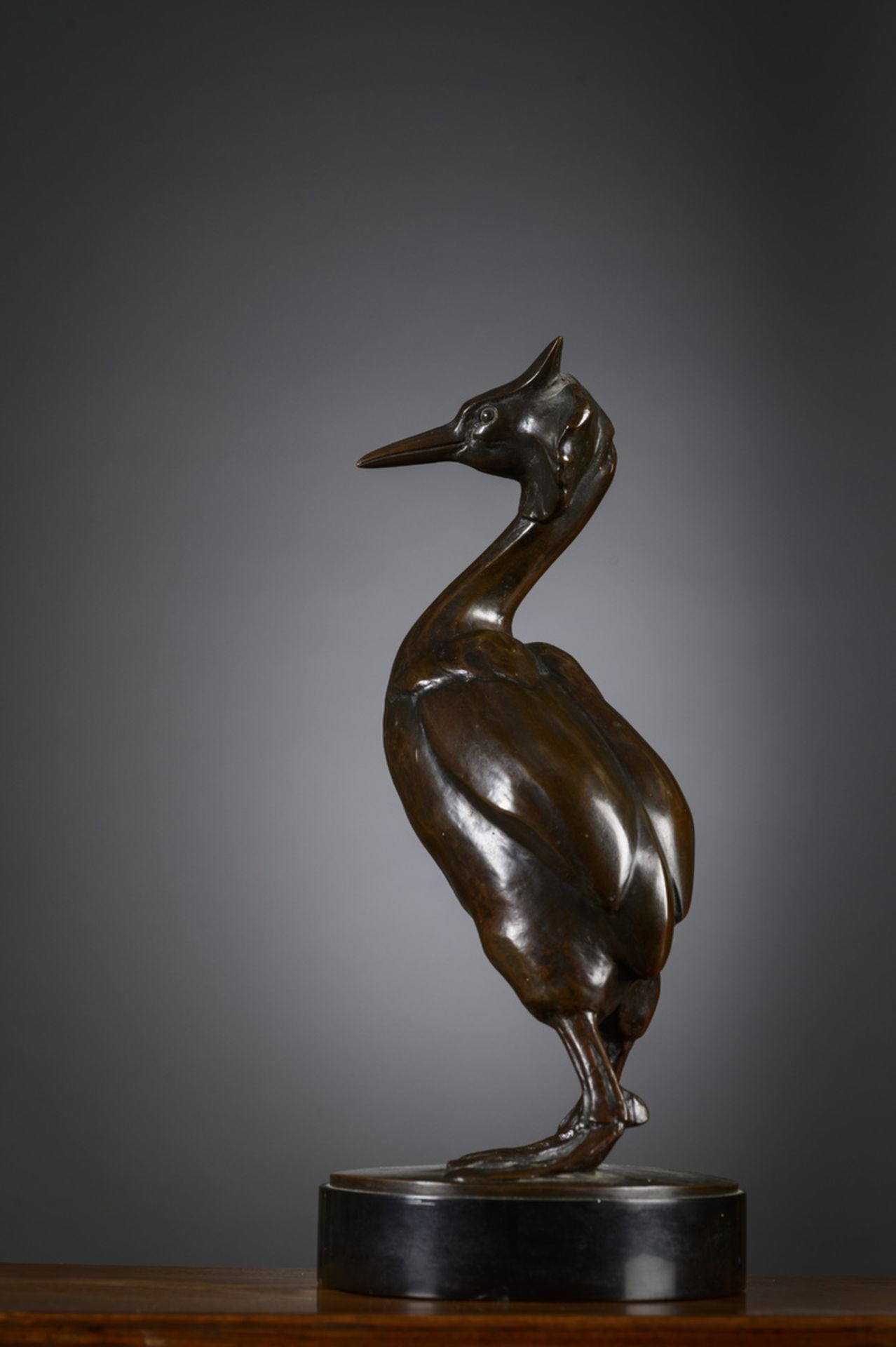 Henri Thiery: bronze sculpture 'grebe' (h31cm), Vindevogel foundry - Image 3 of 4