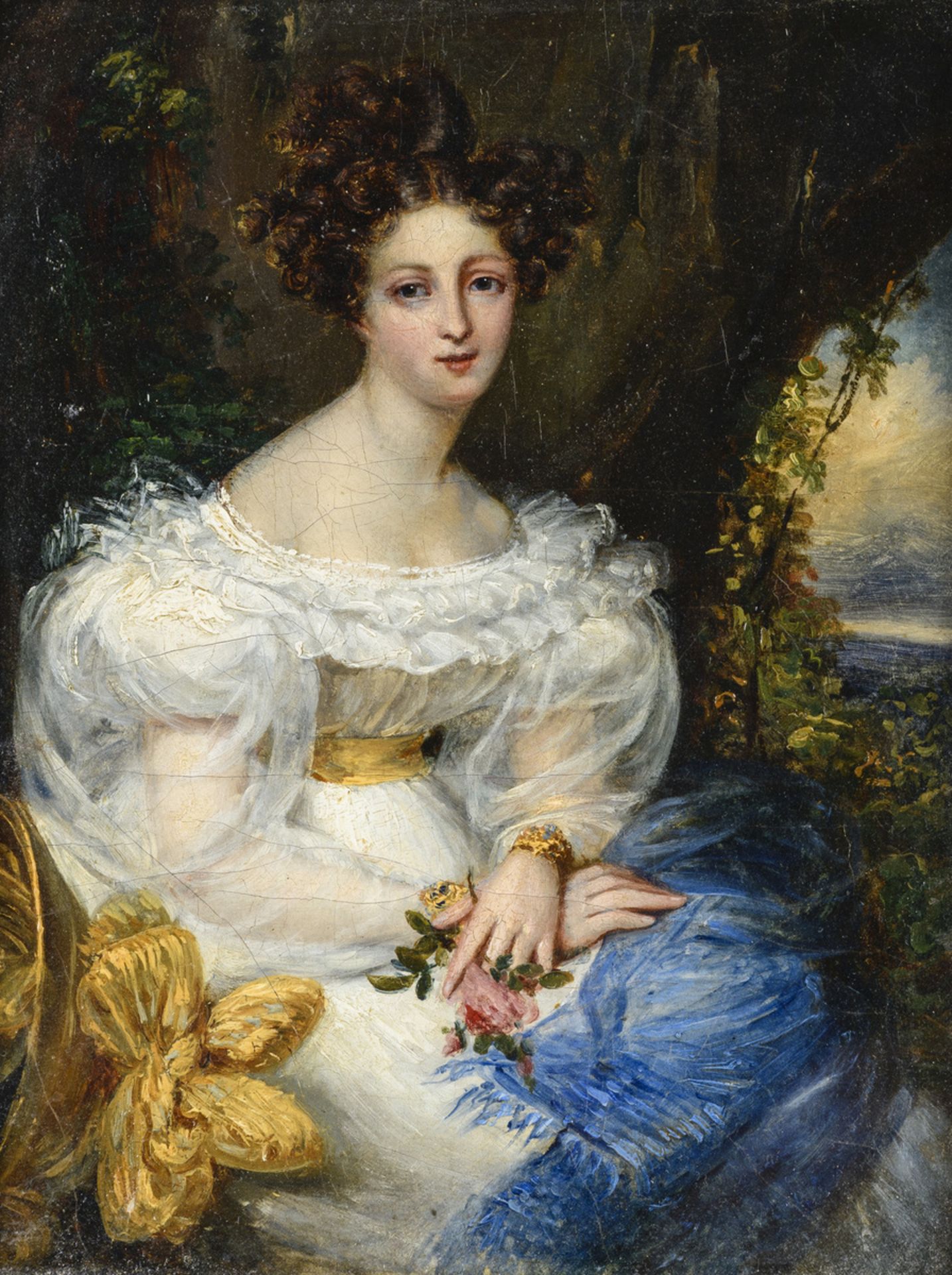 Anonymous (Biedermeyer period): painting (o/c) 'portrait of a lady' (26x20cm)