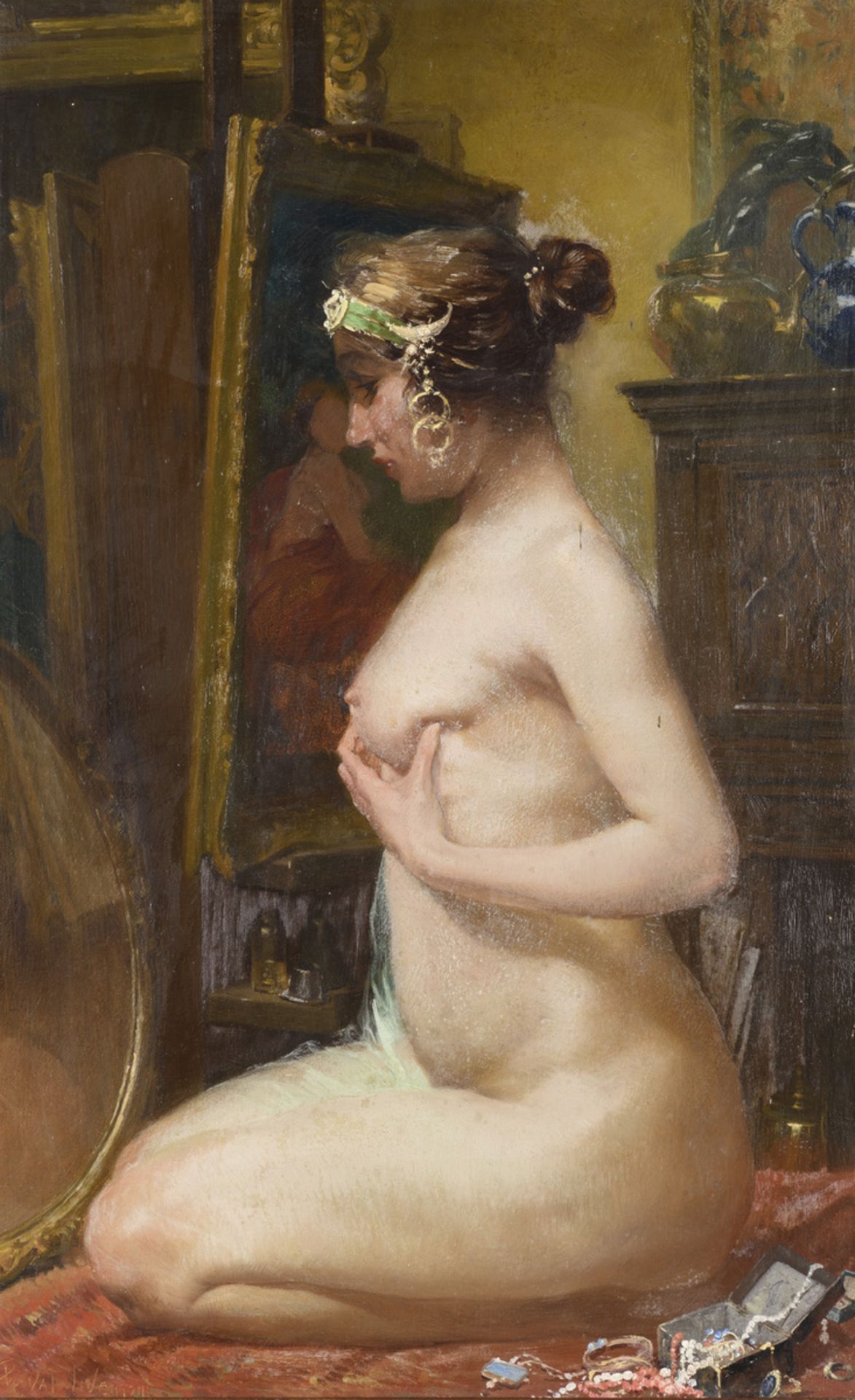 Henri Privat-Livemont: painting (o/c) 'Female nude' (38x59cm)