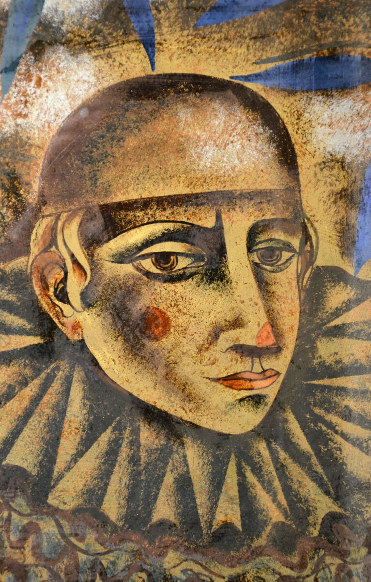 Floris Jespers: large painting (ÈglomisÈ) 'clown with flower' (110x77cm) - Image 4 of 8