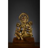 Gilded bronze sculpture 'green Tara', Nepal 17th century (h 13 cm)