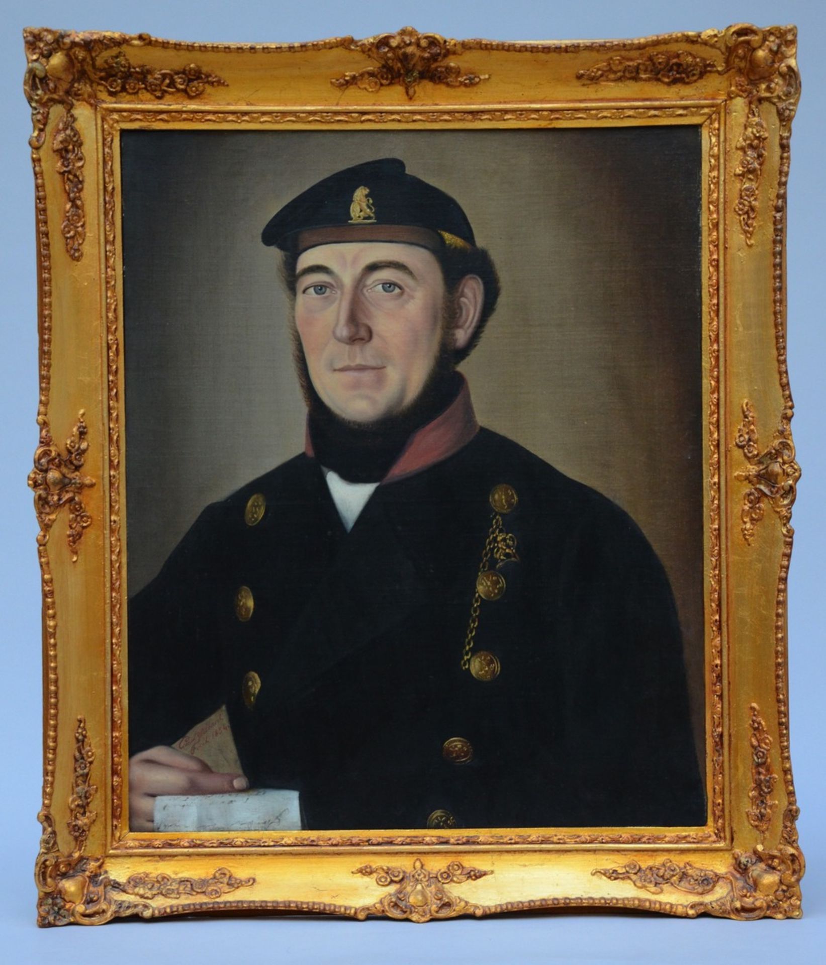 Willaert (1854): painting (o/c) 'portrait of a soldier' (74x60cm) - Image 2 of 4