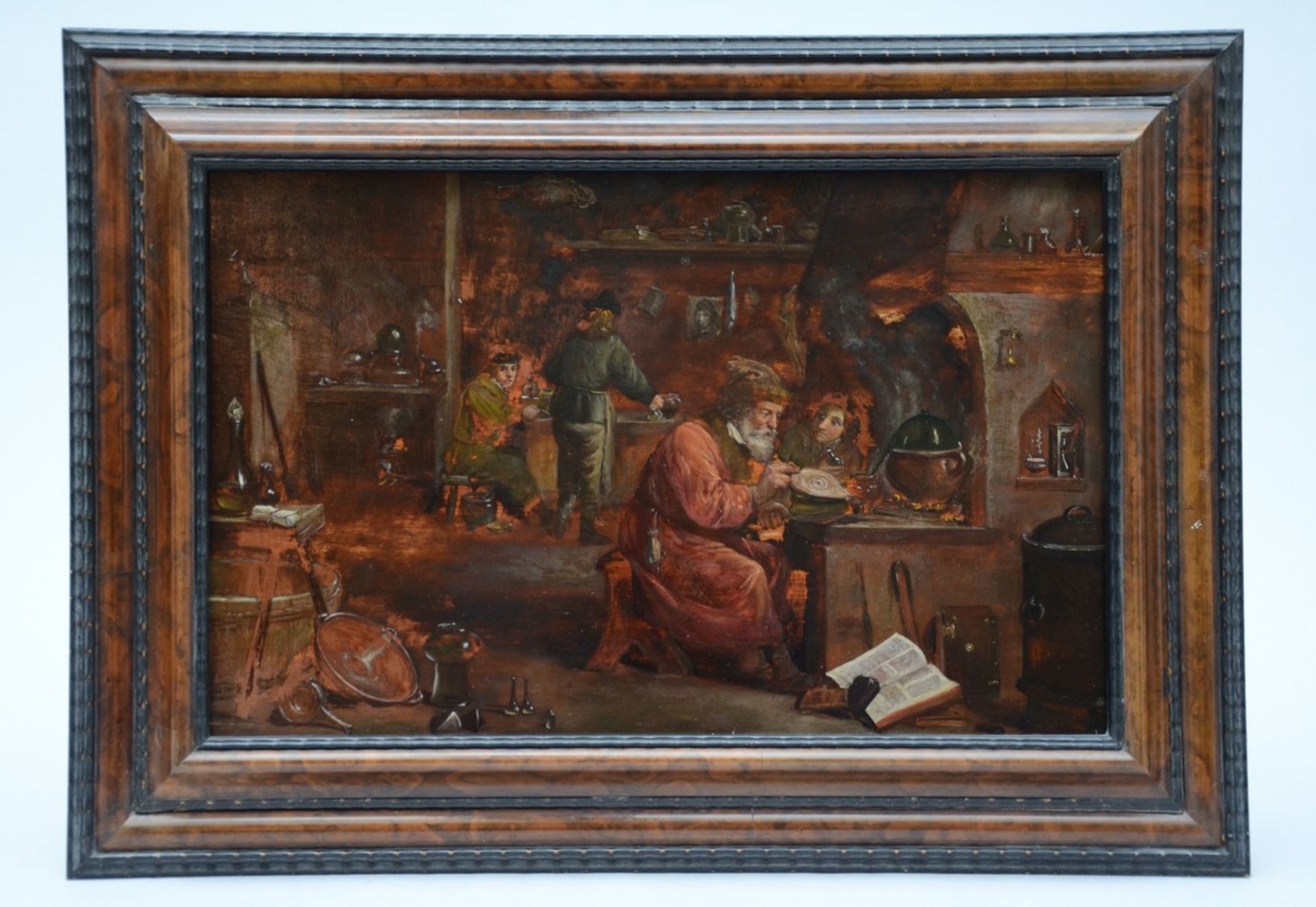 Flemish school (17th century): painting (o/p) 'the alchemist' (31x48cm) (*) - Image 2 of 4