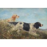 Verner White: a large painting (o/c) ?hunting dogs? (100x150cm) (*)
