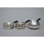 A pair of silver saucepans, Evald Nielsen (h5 dia11cm) + 1 saucepan in Danish silver 925/1000 (