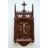 A large Gothic Revival relief in oak, state 12 Christ dies on the Cross (117x55cm)