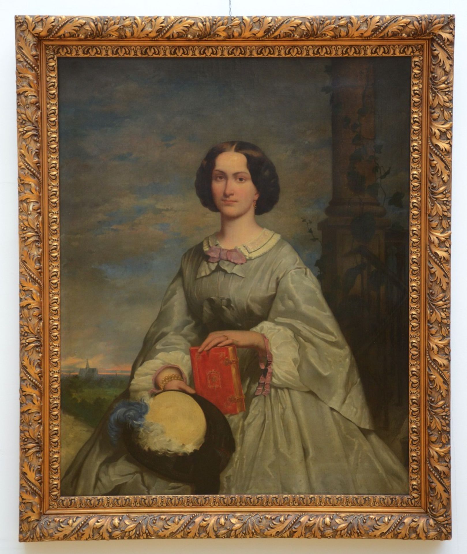 Anonymous (19th century): painting: (o/c) 'portrait of a lady' (119x96cm) - Image 2 of 3