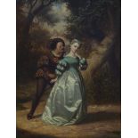 Louis Willems: painting (o/p) 'romantic couple' (39x30cm)