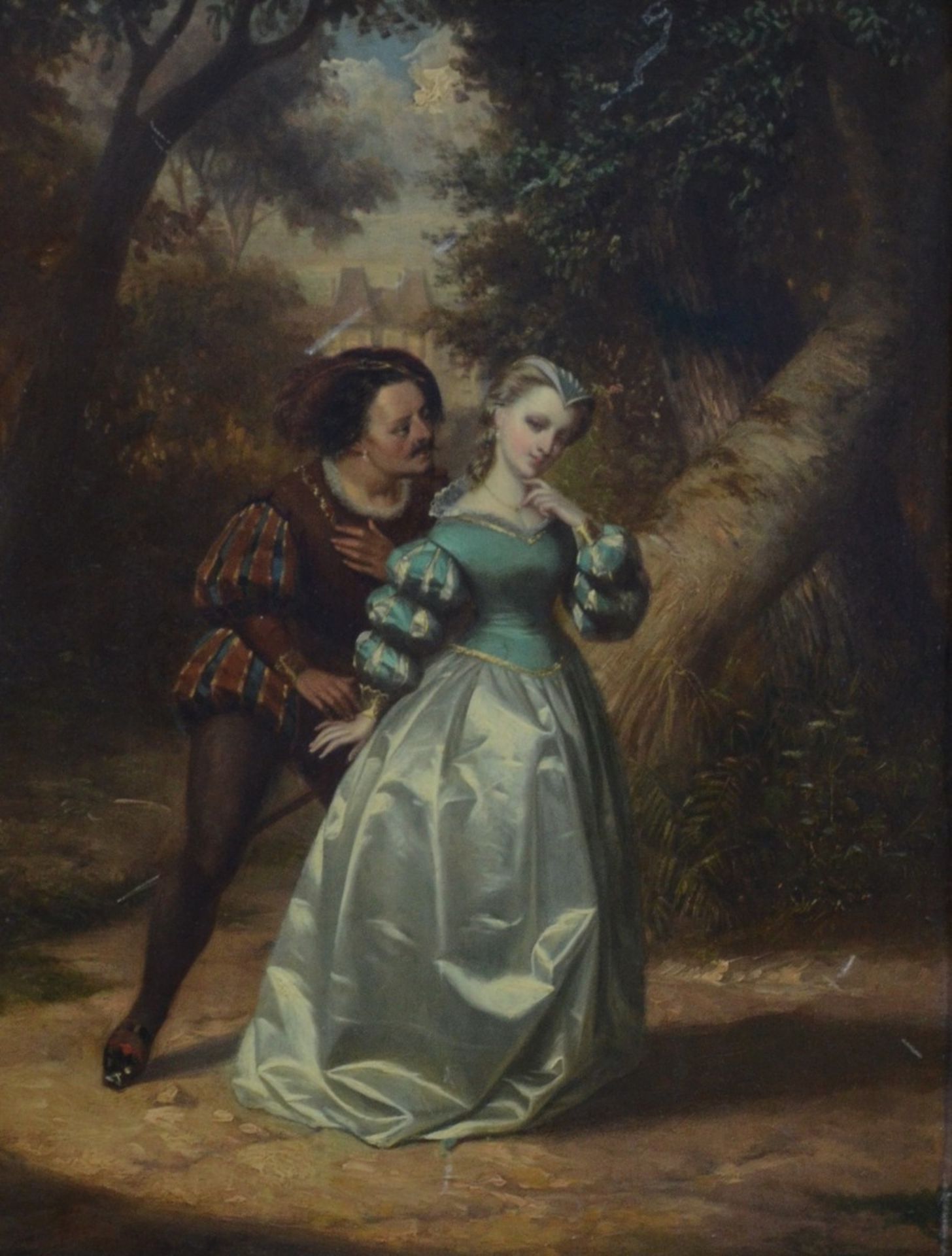 Louis Willems: painting (o/p) 'romantic couple' (39x30cm)