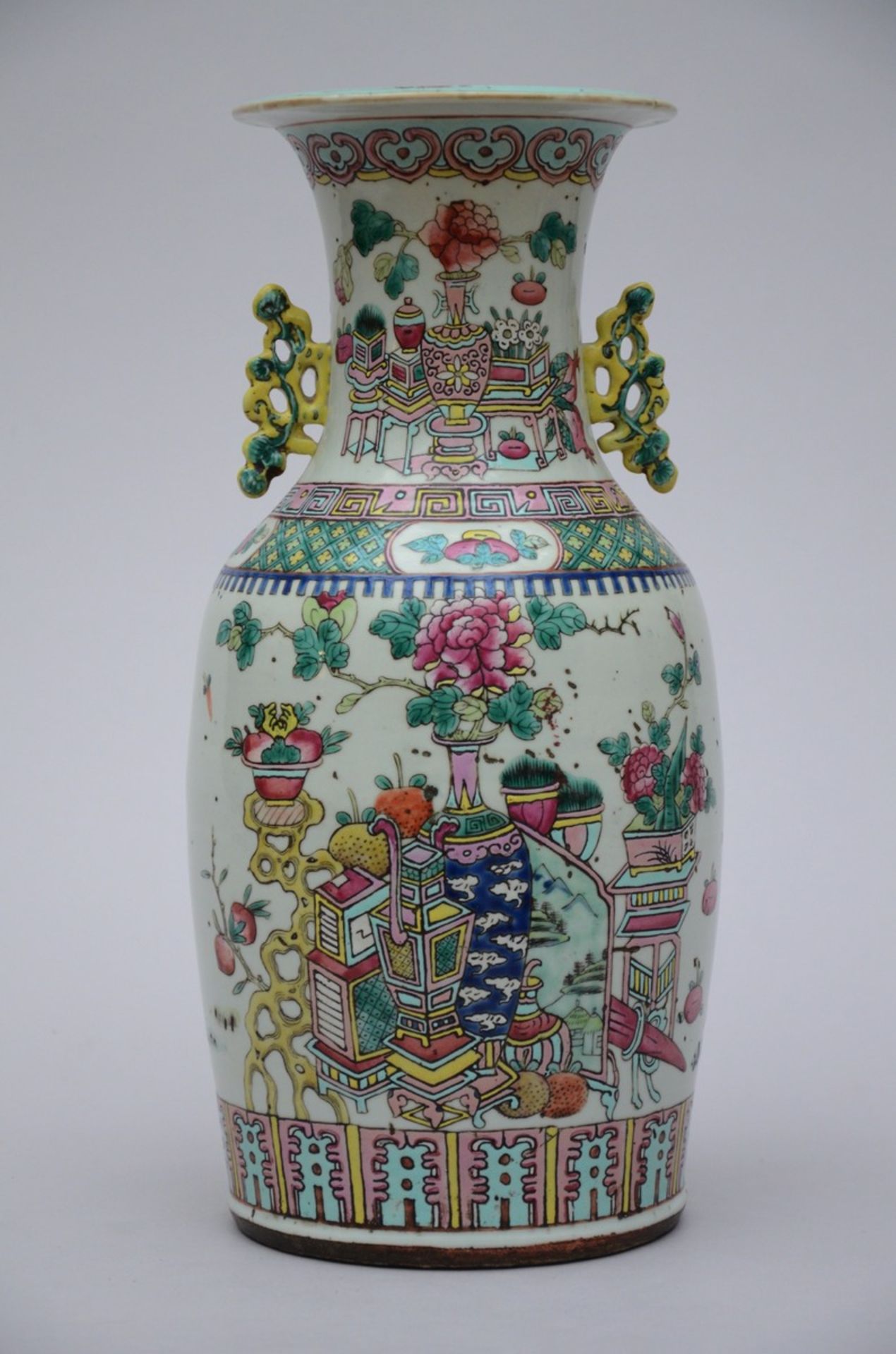 Chinese famille rose porcelain vase 'roosters' (h43cm) - Bild 3 aus 5