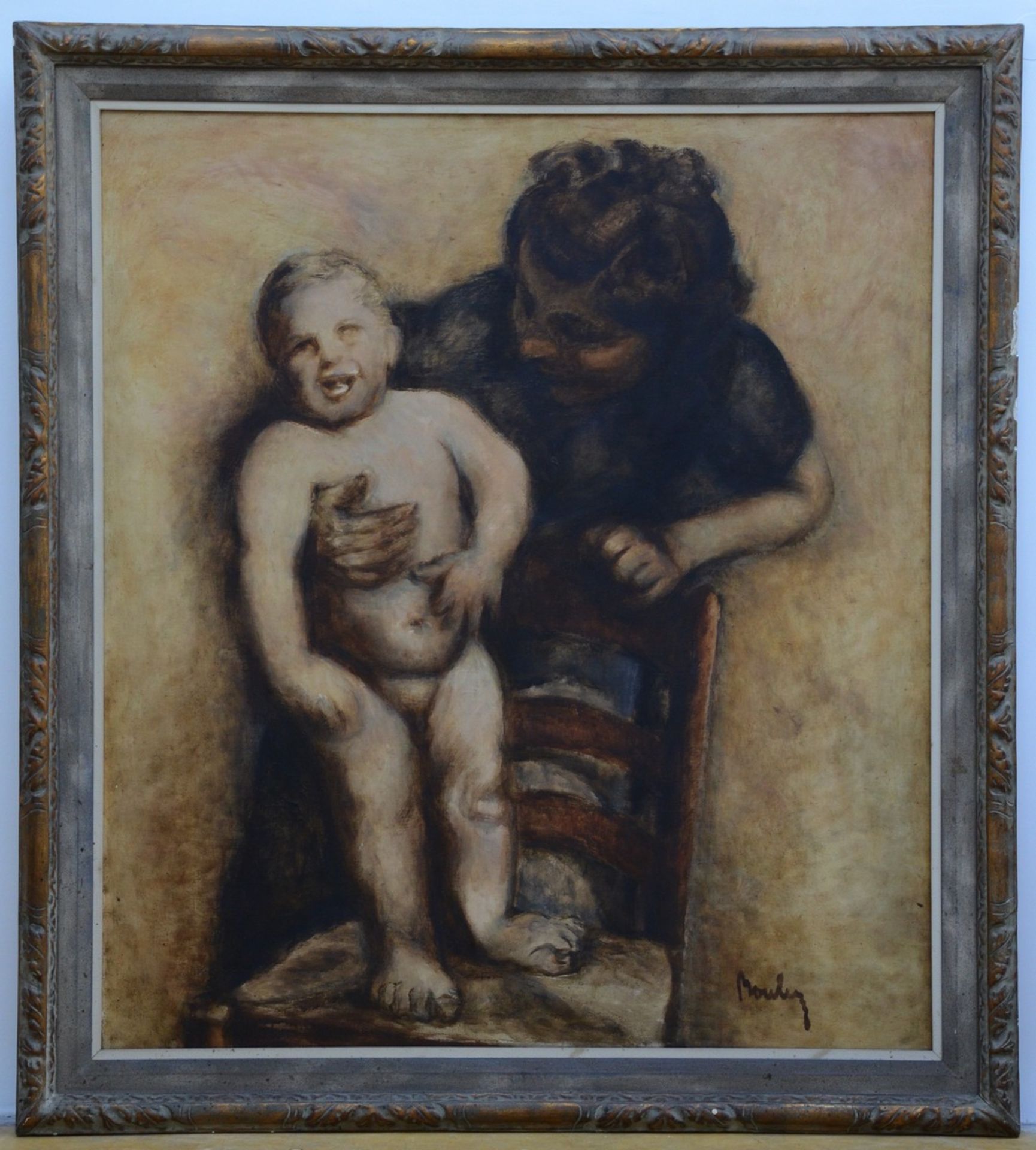 Jules Boulez: large painting (o/c) 'Mother and Child' (176x154cm) - Bild 2 aus 3