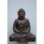 Seated Buddha in wood, 20th century (96x72x60)