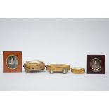 Three gilded Napoleon III boxes and 4 miniature portraits