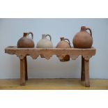 Wooden rack with earthenware pots (55x133x38cm)