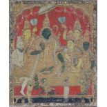 Indian painting with gilt relief decoration and inlaywork (61x51cm) (*)
