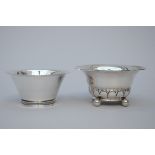 Silver bowl on 4 feet, Copenhagen (h10 dia18cm) + small bowl in sterling silver (h8 dia16cm)