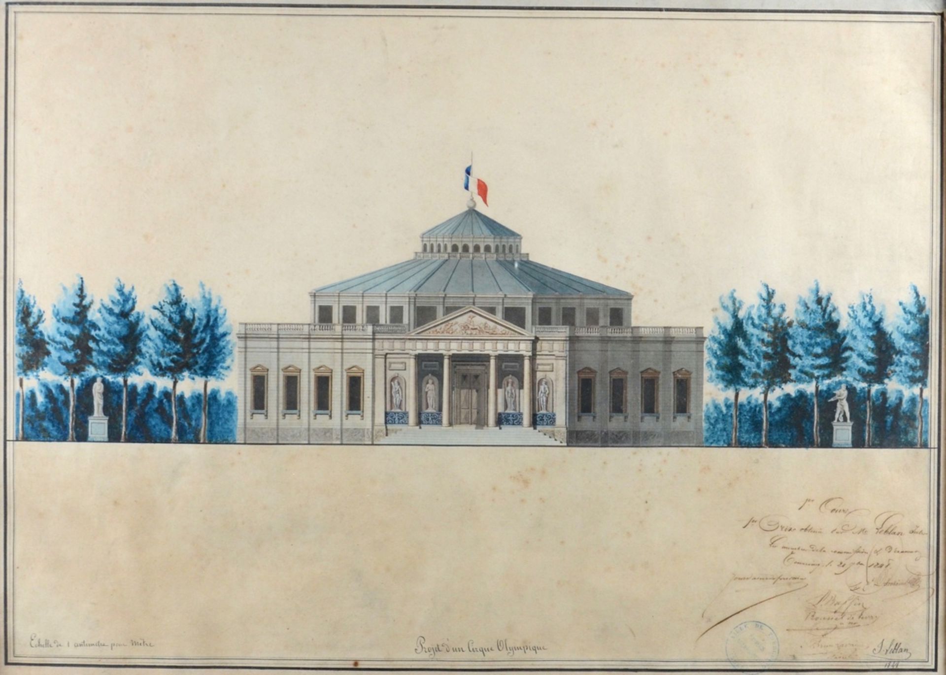 J. Leblan 1848: Architectural drawing 'Cirque Olympique' (67x48cm) (*)