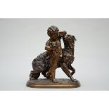I. Bonheur (posthumous): bronze sculpture 'child with dog' (45x41x24cm)