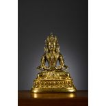 Sino-Tibetan gilt bronze sculpture 'Amitayus', 18th century (h 13.5 cm)