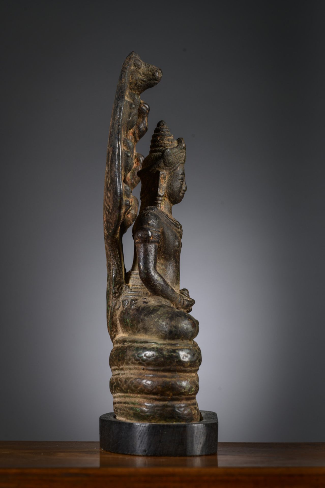 Statue in bronze 'Buddha with Naga', Cambodia (h24cm) - Image 2 of 5