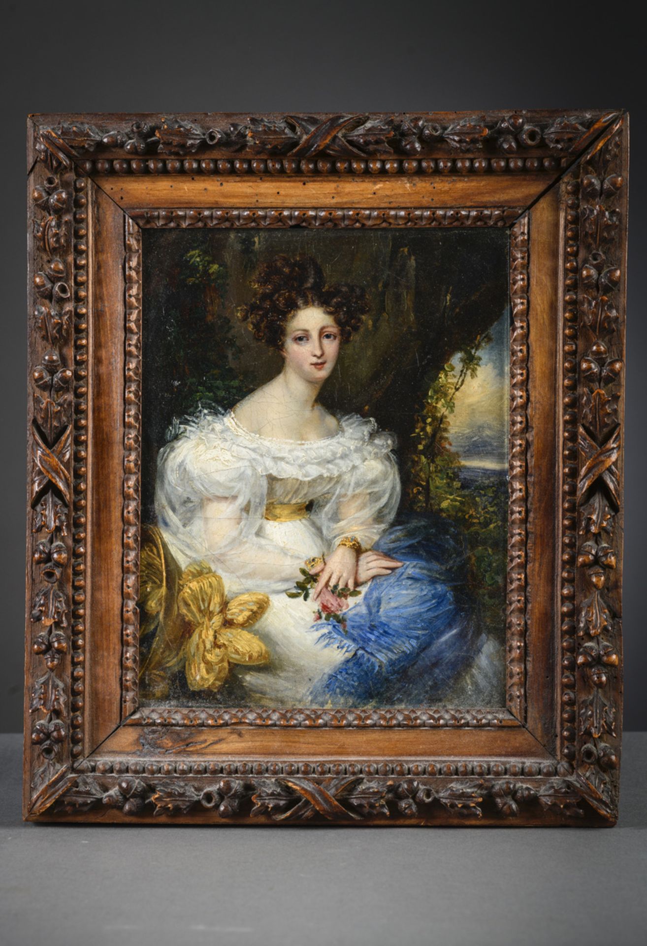 Anonymous (Biedermeyer period): painting (o/c) 'portrait of a lady' (26x20cm) - Image 2 of 3