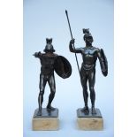 A pair of Neo-classical bronze statues 'warriors' (h35 & h32cm)