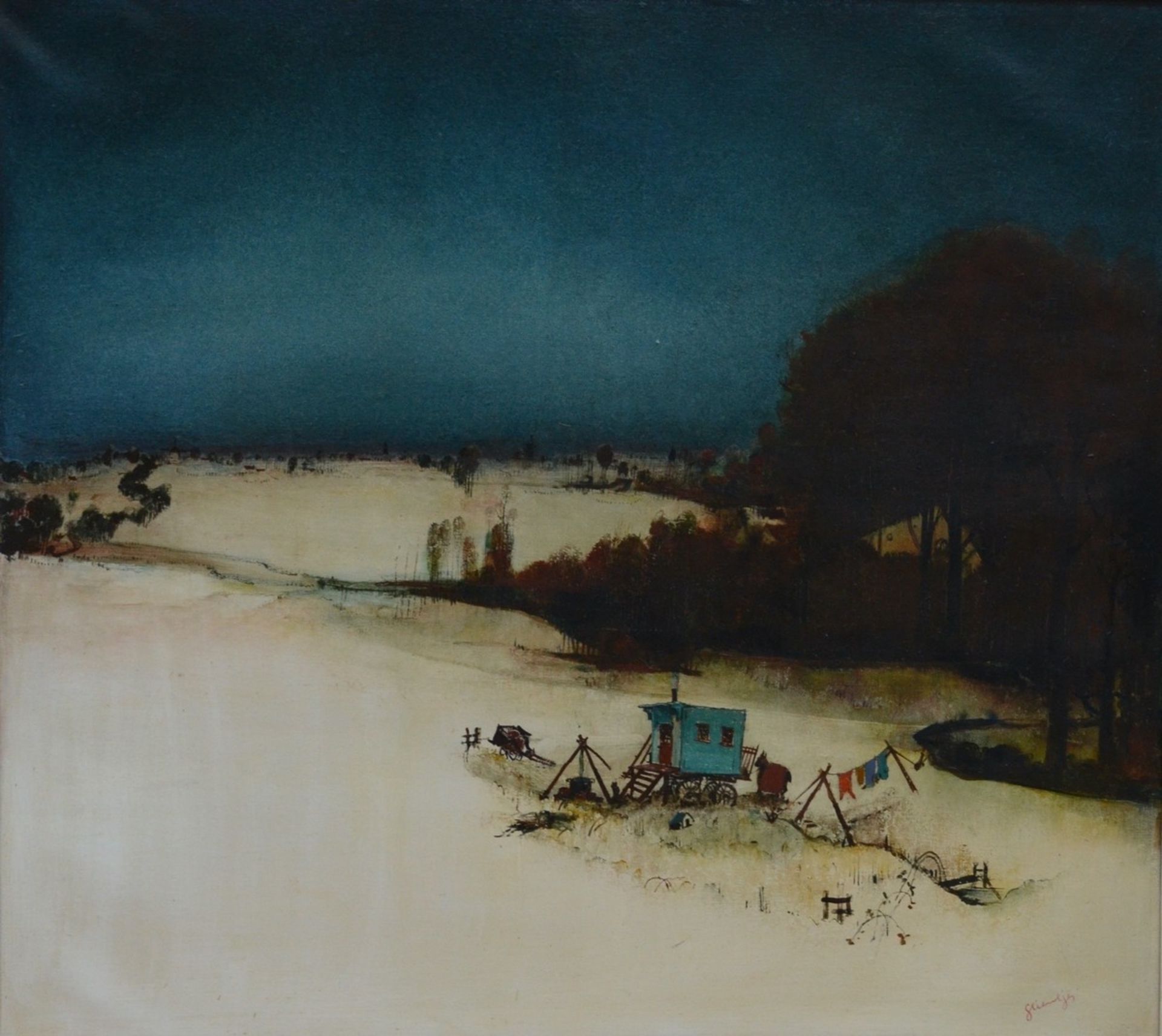 Staf Stientjes: two paintings (o/c) 'winter landscape' (90x100cm) 'farm' (70x90cm) - Image 3 of 3