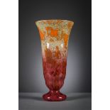 Orange Art Deco vase 'Verre FranÁais' by Schneider (h48cm)