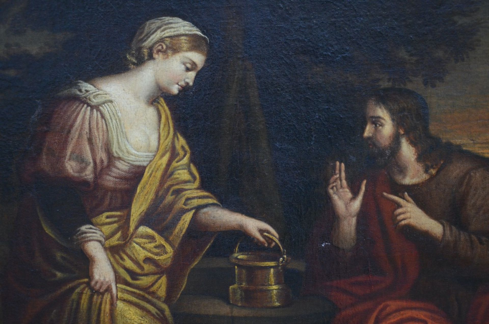 Anonymous: painting (o/c) 'Christ and the Samaritan woman' (79x115cm) (*) - Image 3 of 4