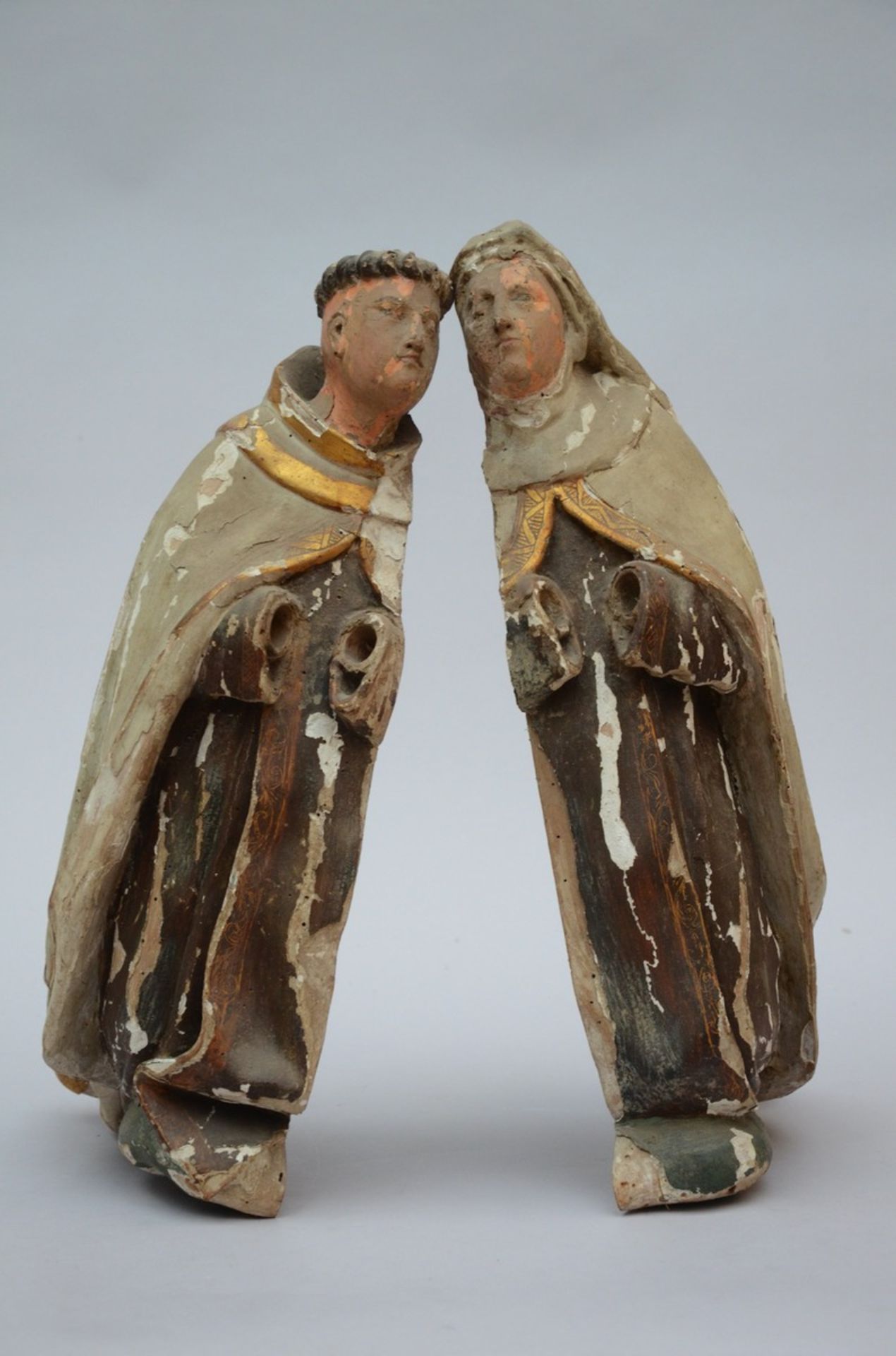 Two adorants in polychrome wood (h45/h47cm) - Image 2 of 4