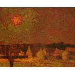 Maurice Schelck 1971: painting (o/p) 'sunset' (80x100cm)
