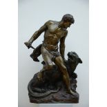Henri GauquiÈ: large bronze sculpture 'La lutte pour la vie' (81x44x34cm)