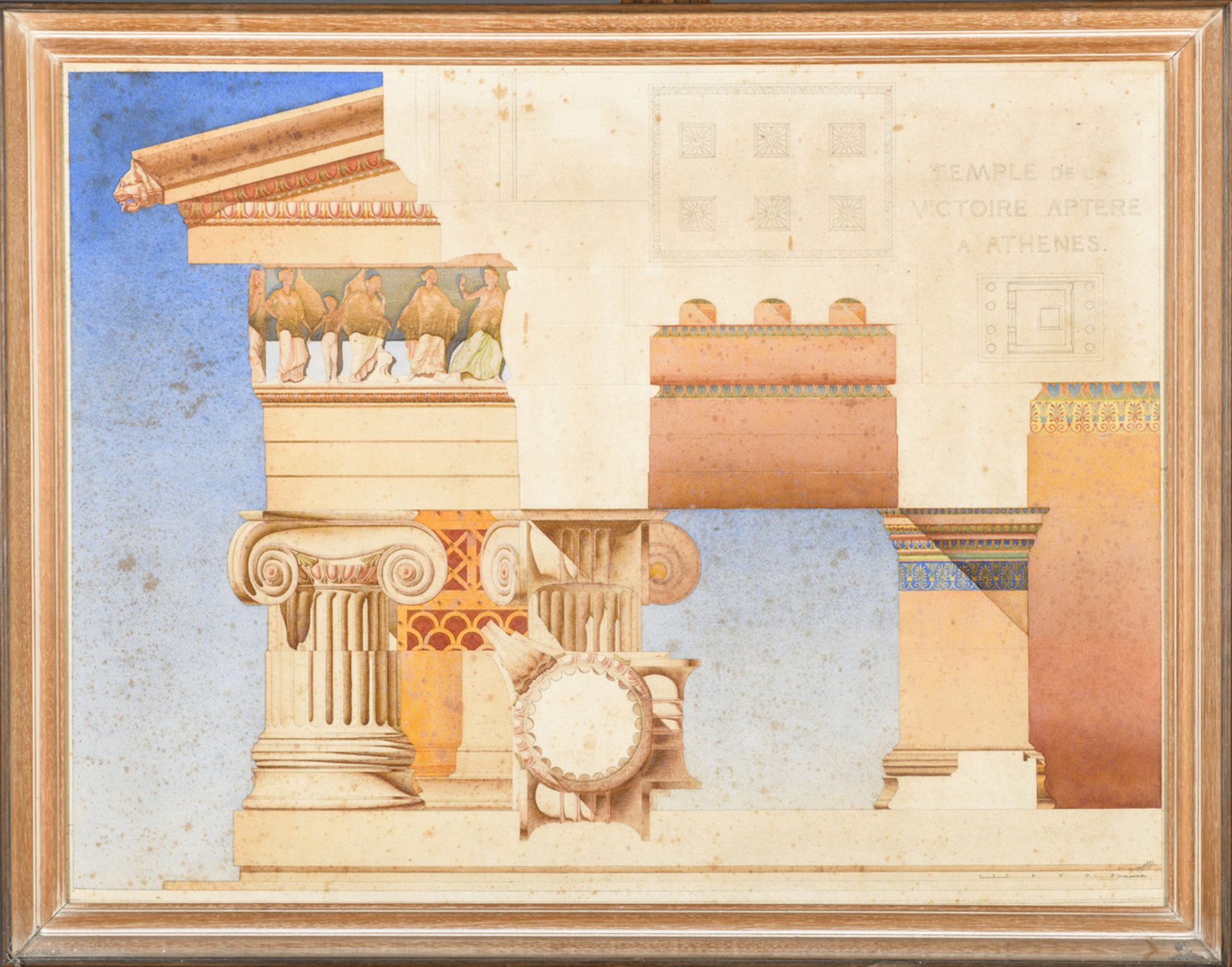 Vereecke 1921: architectural drawing 'Temple de la victoire Aptere ‡ AthÈne' (63x82cm) (*) - Bild 2 aus 5