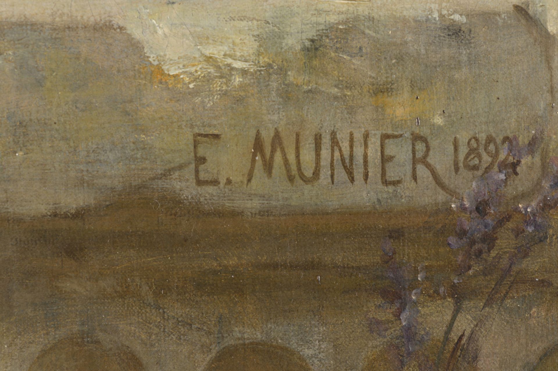 …mile Munier 1892: painting (o/c) 'deux amours' (75x55cm) - Image 4 of 7