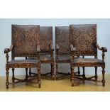 Set of four Regence armchairs carved in walnut (125x60x70cm)