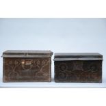 Two leather suitcases (44x70x34cm) (40x69x36cm) (*)