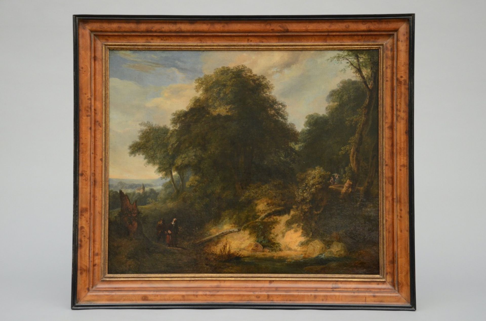 Hilaire Kreins: painting (o/c) 'landscape with figures' (54x65cm) (*) - Image 2 of 4